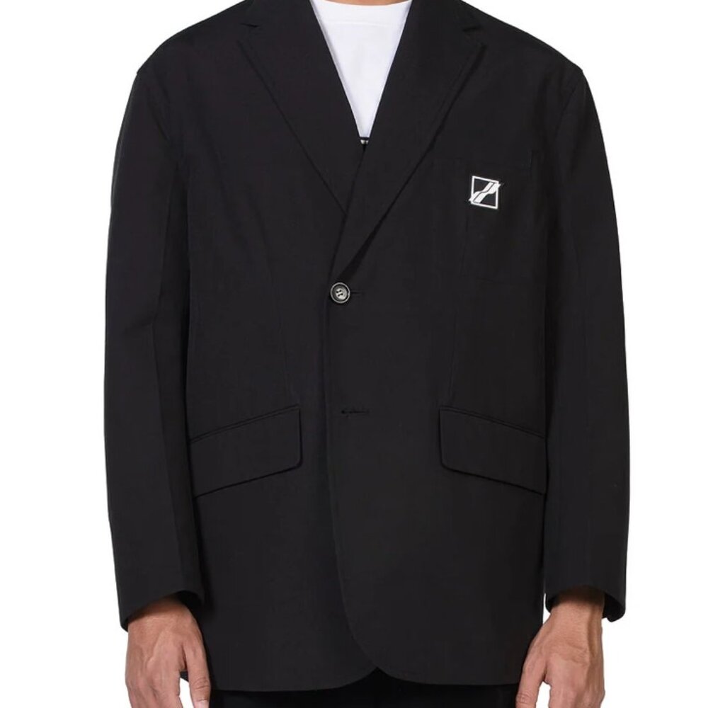 We11done Men's Black Logo Oversized Blazer Jacket Size Small